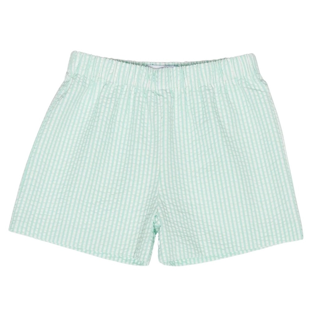 Cecil & Lou Seersucker Green Linen Striped Shorts Size 2T